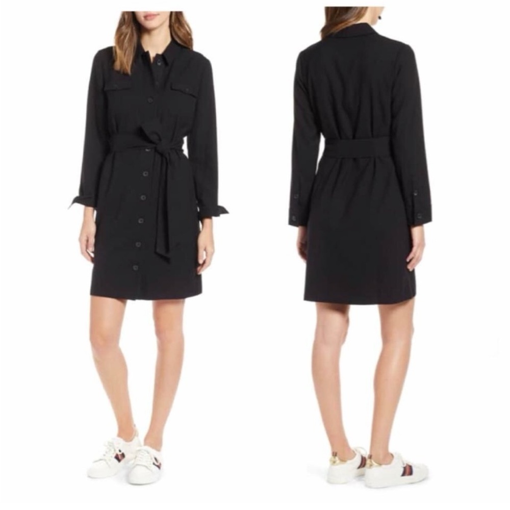 1901 Black Shirt Dress – Cinched Waist – Size XS